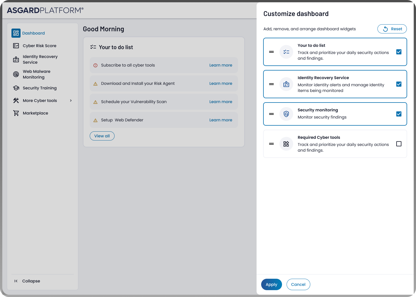 Dashboard Customization solution preview
