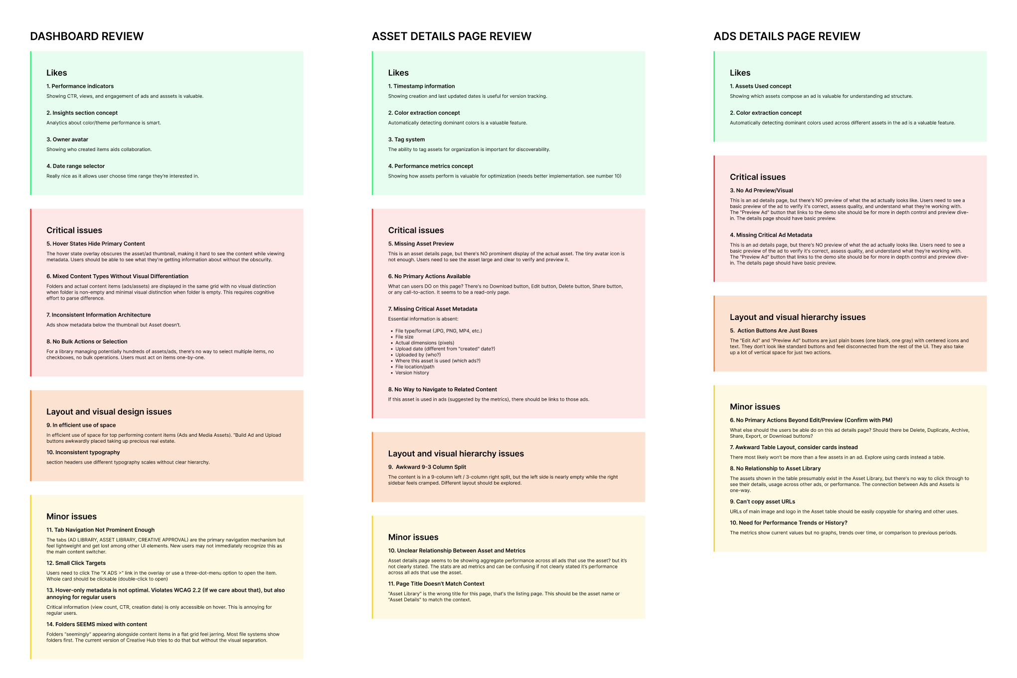 Creative Hub MVP UX review